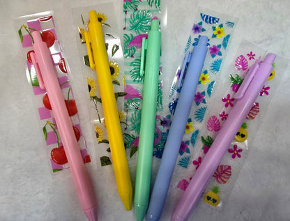 Pens with UV DTF pen wrap- tropical summer theme