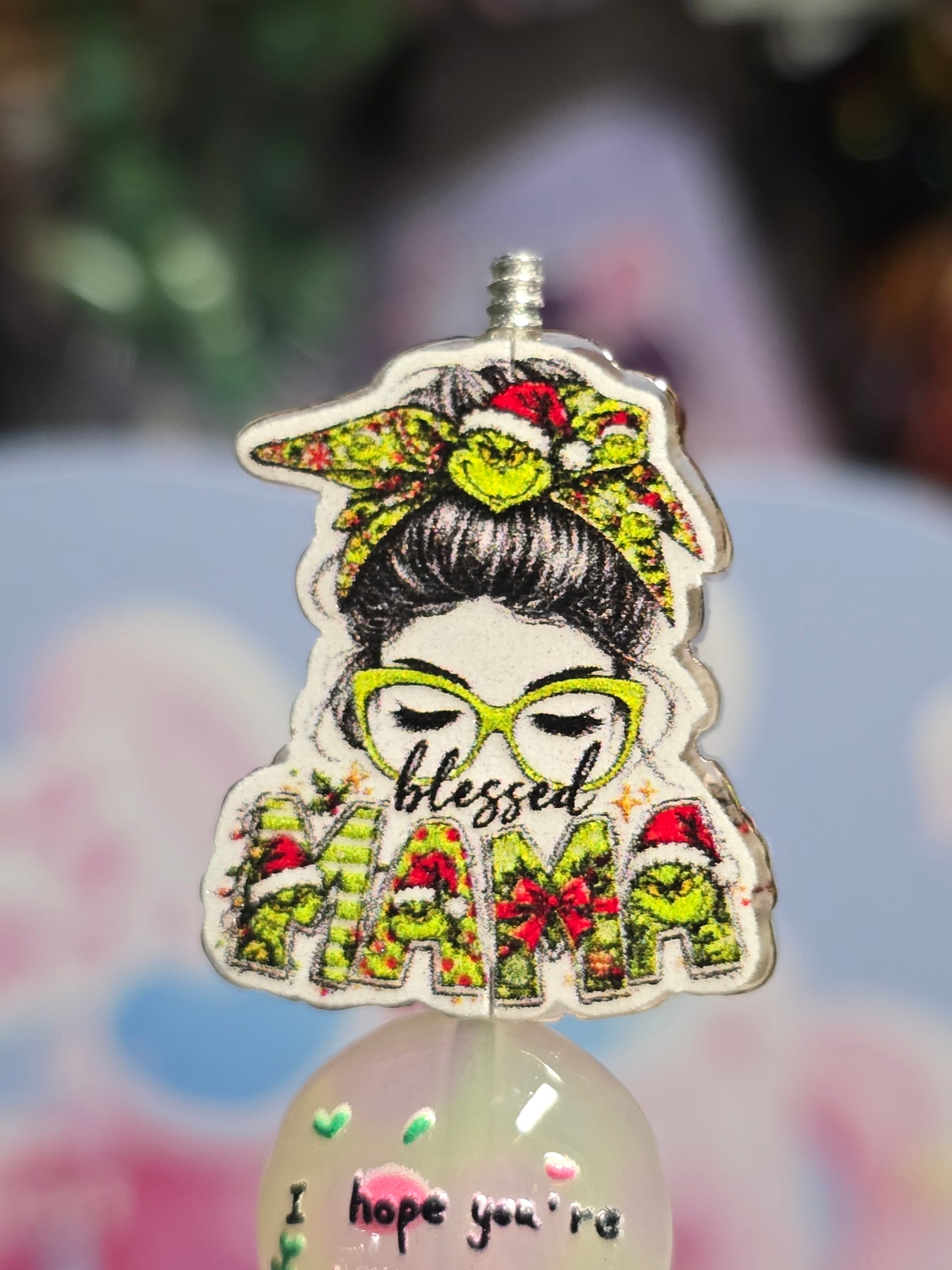 Acrylic Focal beads- Grinch Mama