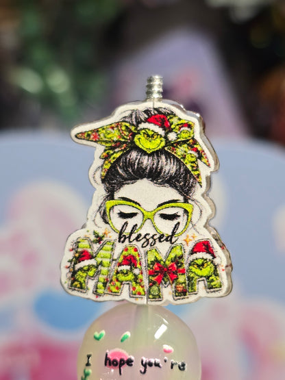 Acrylic Focal beads- Grinch Mama