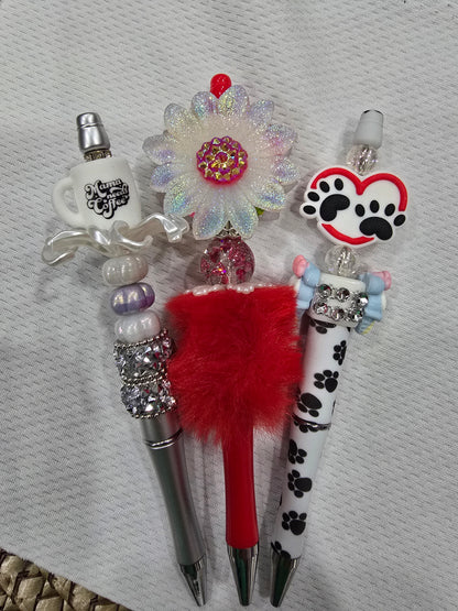 Beadable pen 3pcs mix bundle- flower, cup and heart paw