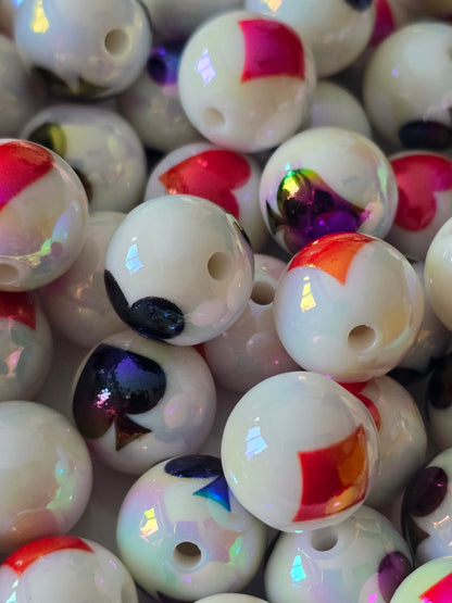 Acrylic beads 16mm hearts and queens