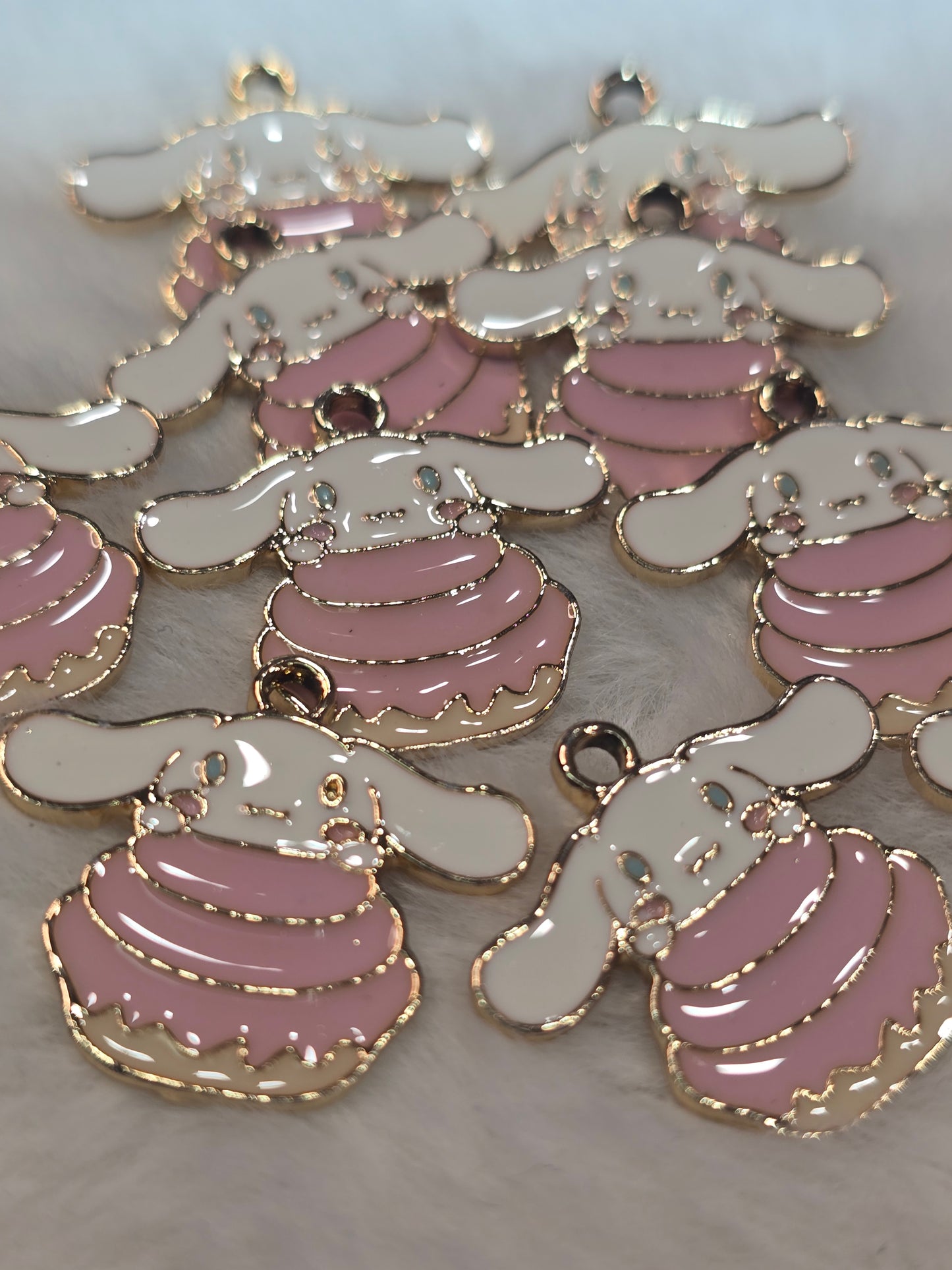 Cinna with pink honey comb -Metal Charm Pendant