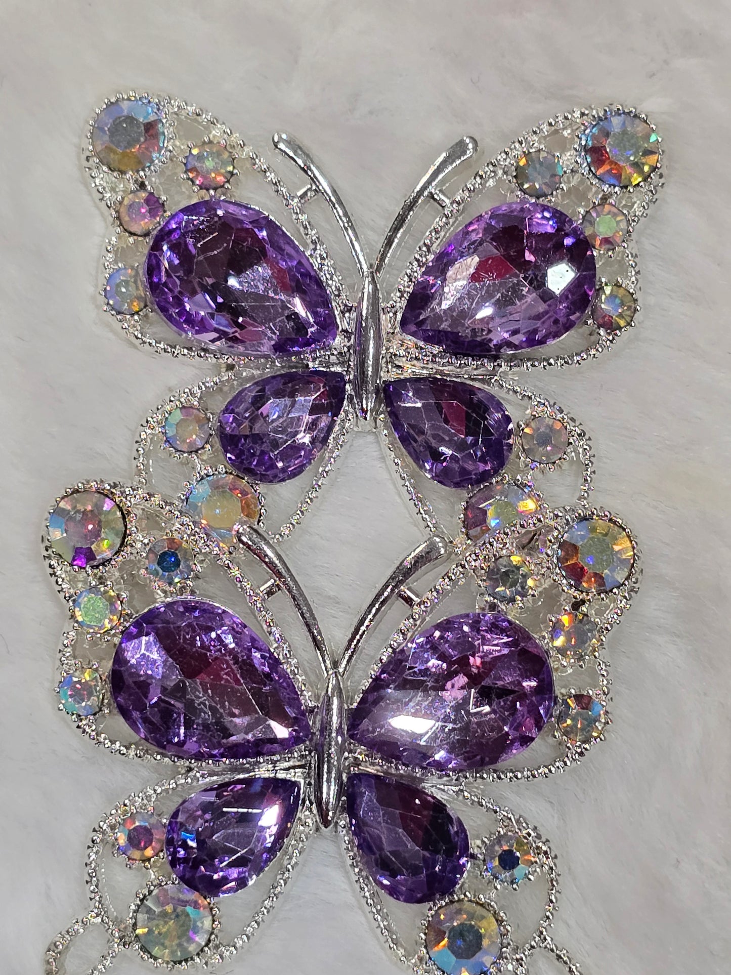 Fancy Butterfly charm with rhinestone flat back (purple)