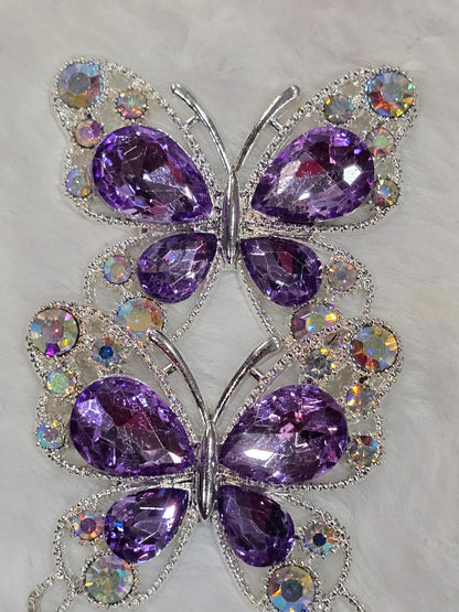 Fancy Butterfly charm with rhinestone flat back (purple)