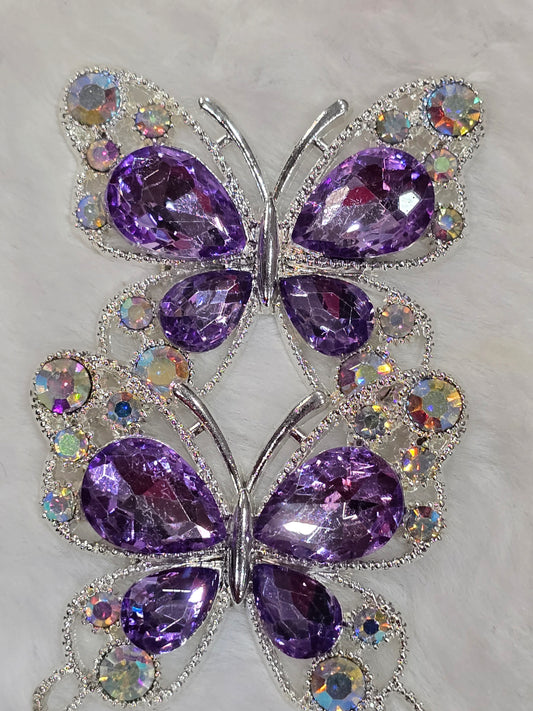 Fancy Butterfly charm with rhinestone flat back (purple)
