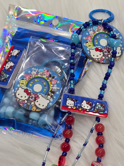 DIY Phone & Bag Keychain Kit - HK blue and red