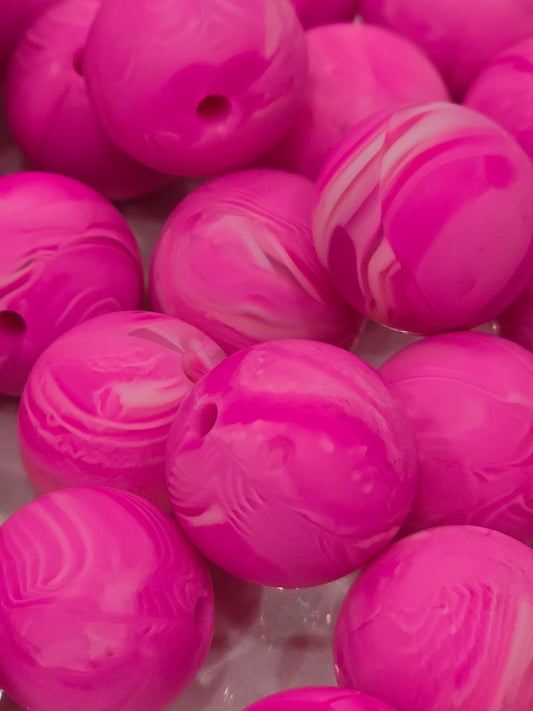 15mm Silicon swirl hot pink white