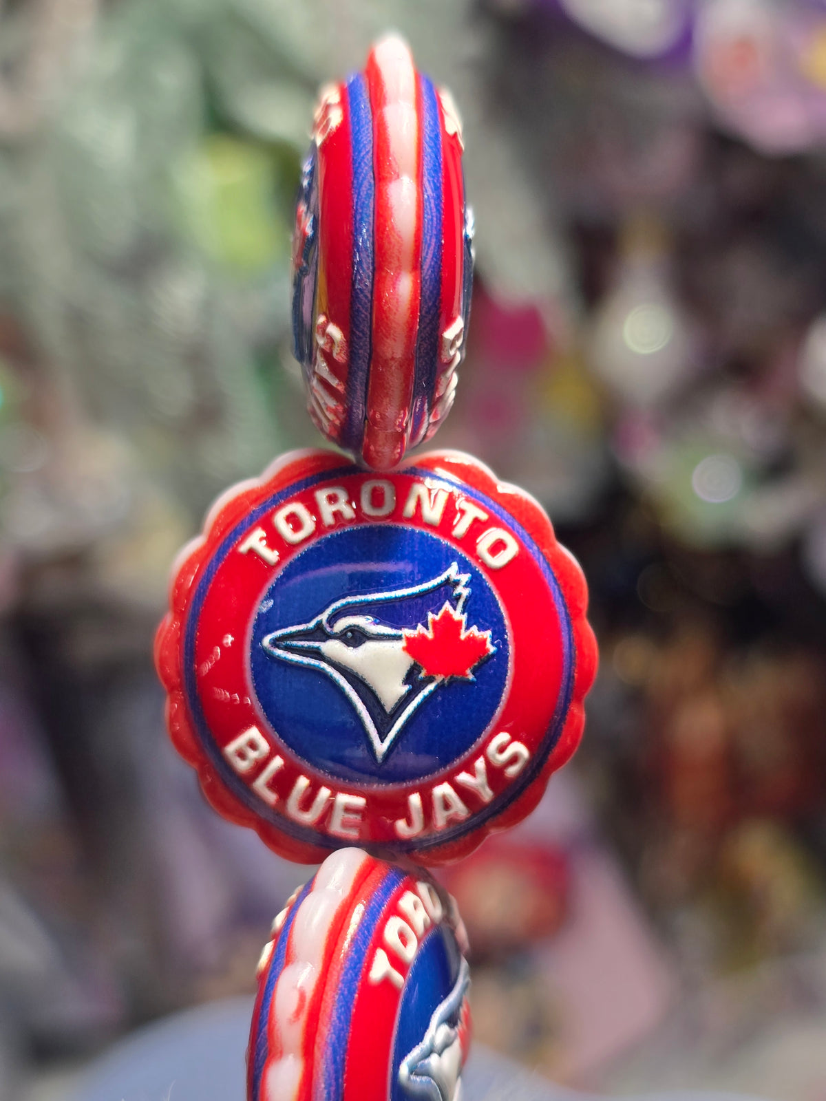 Acrylic Focal beads- Blue Jays