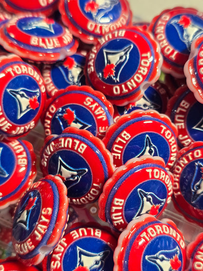 Acrylic Focal beads- Blue Jays