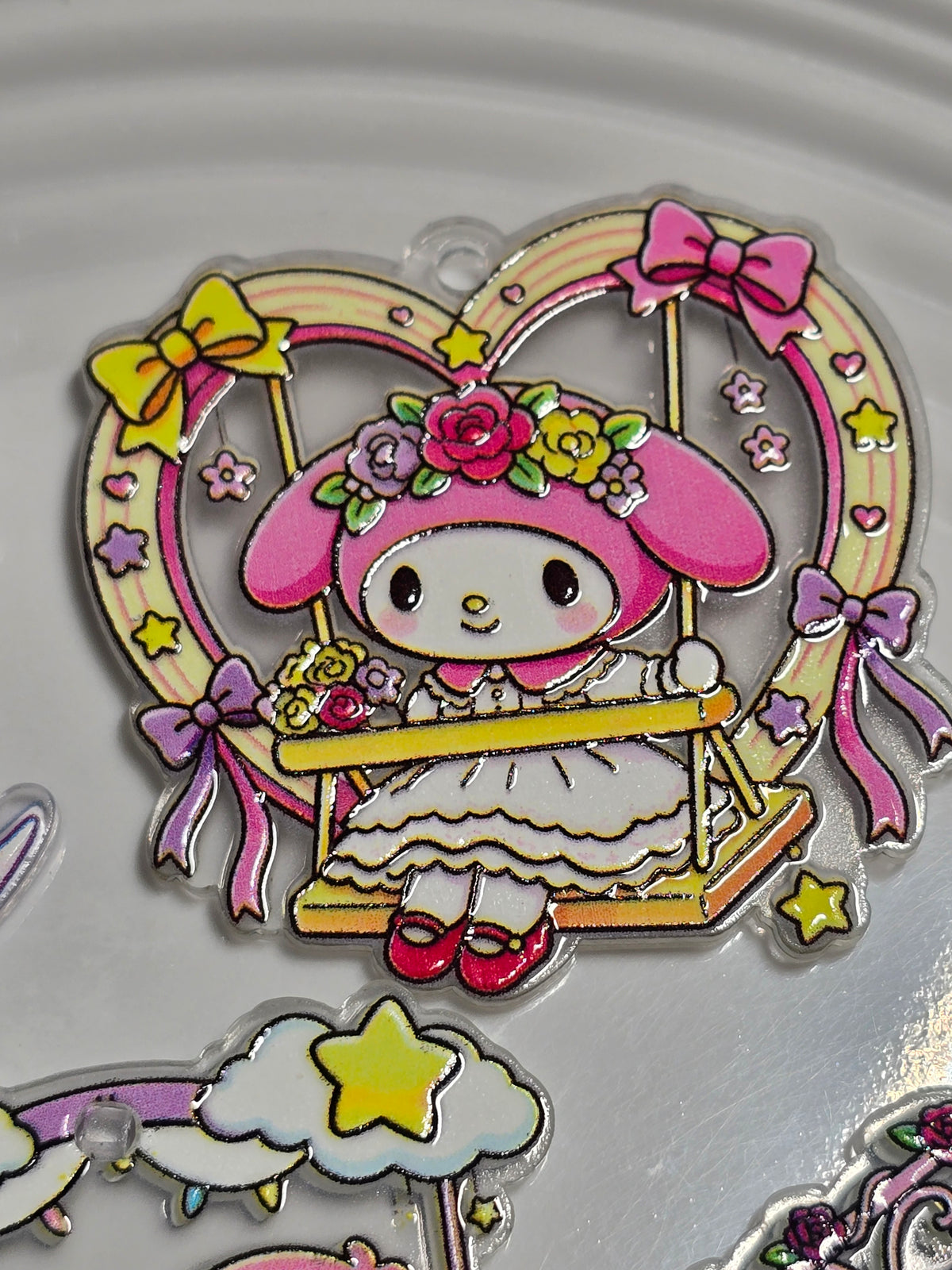 Acrylic Pendant: Sansan family on a swing