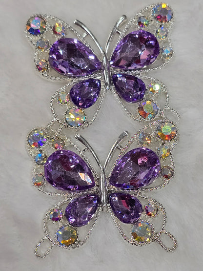 Fancy Butterfly charm with rhinestone flat back (purple)