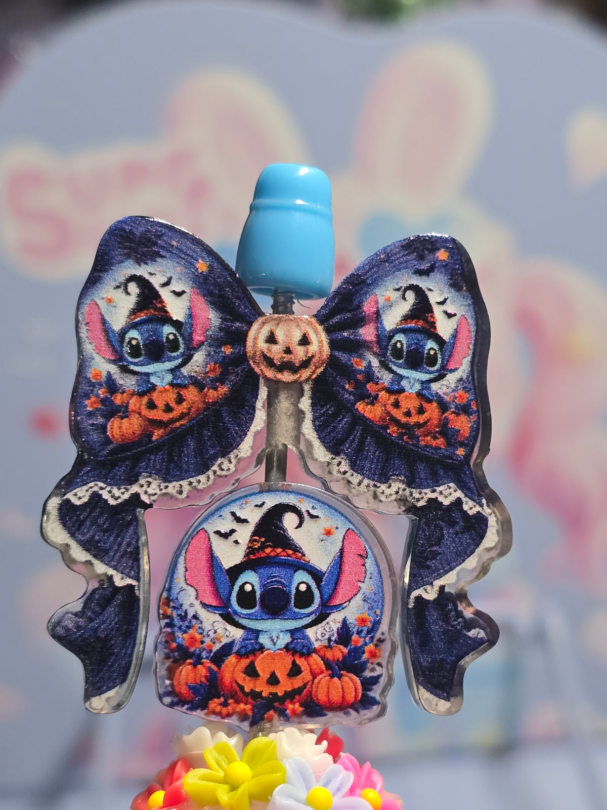 Acrylic bow set Focal - Halloween Blue Alien
