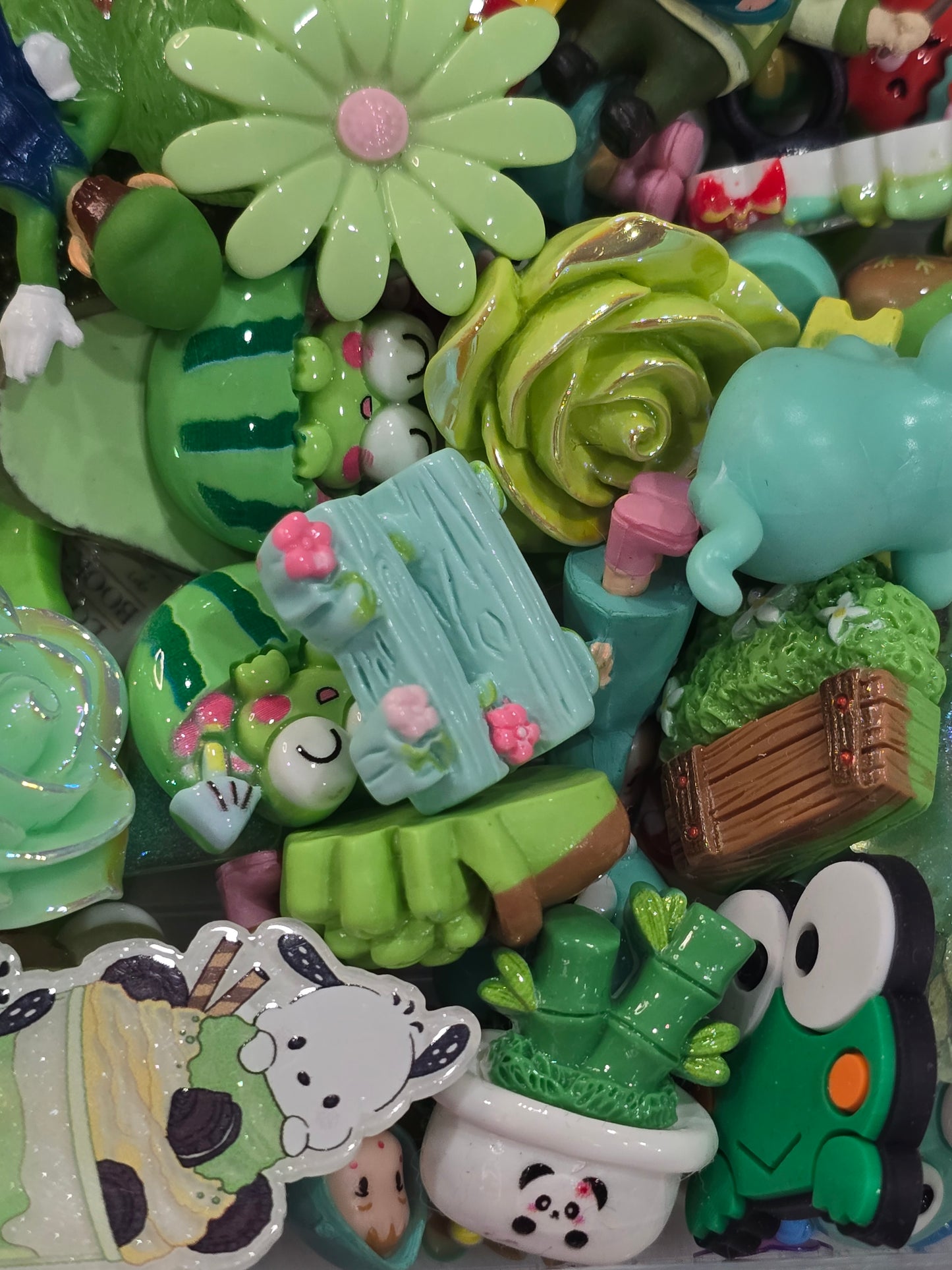 Green Mix Charms flat back