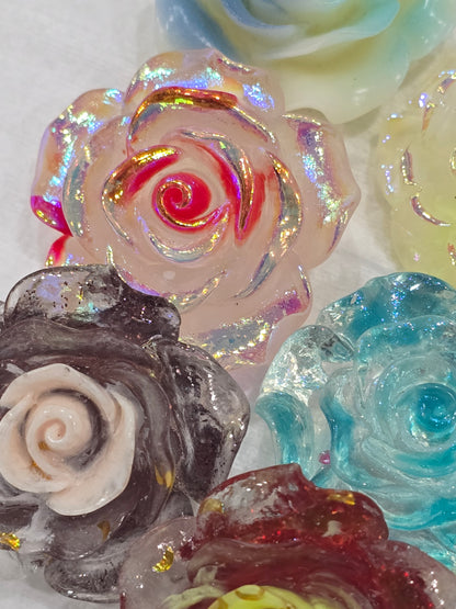 Transparent colored Roses  -3D Acrylics Charms