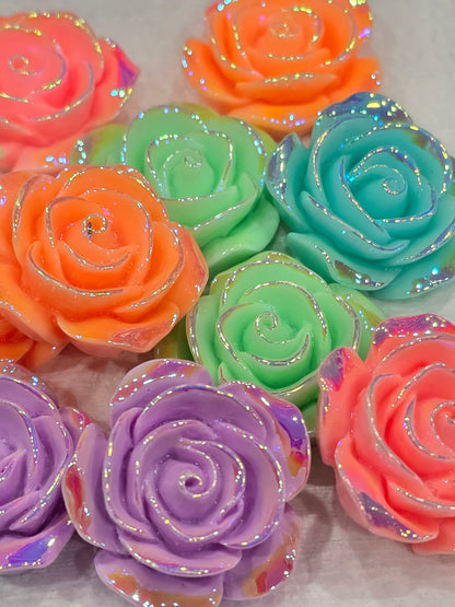 Pastel color Roses  -3D Acrylics Charms