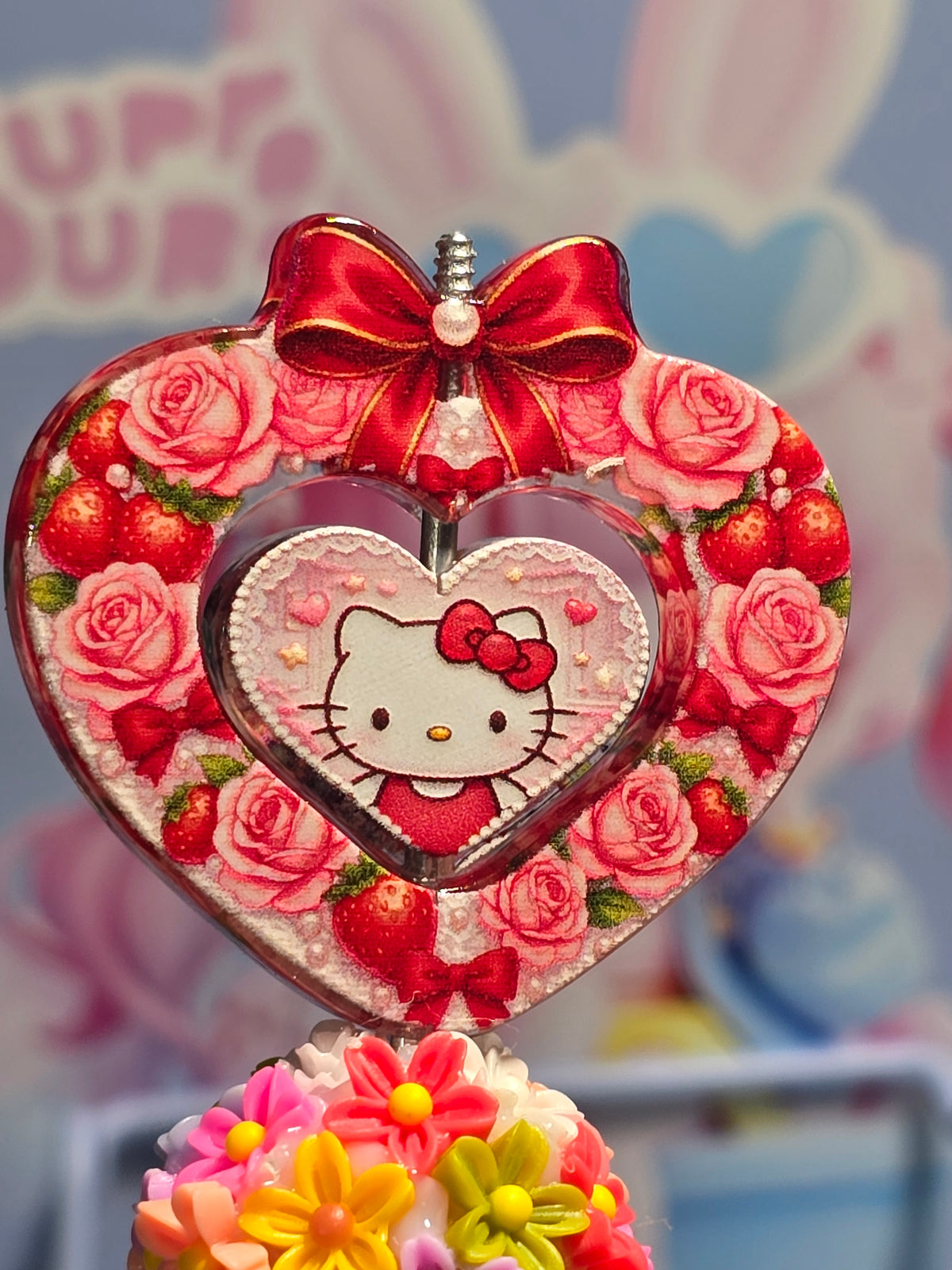 Acrylic bow set Focal - HK red heart