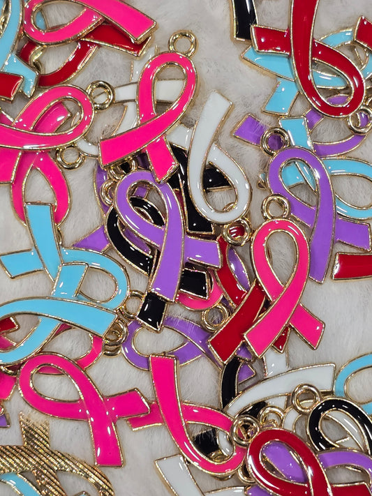 Awareness riboon- Metal pendant charms