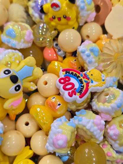 Yellow brown Mix beads and focals