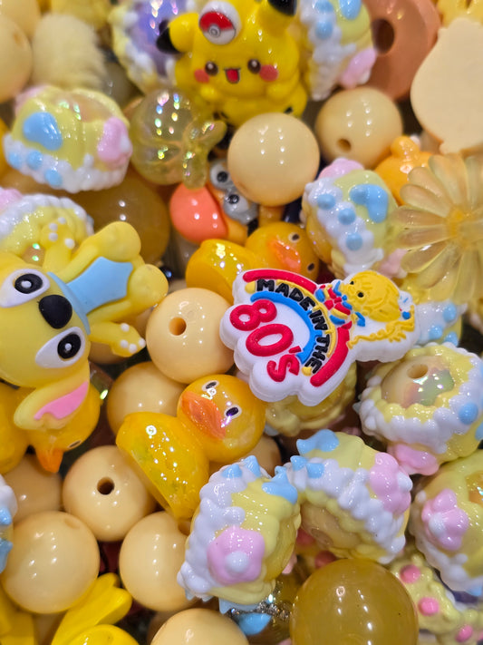 Yellow brown Mix beads and focals