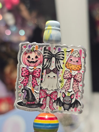 Acrylic Focal beads- ghost and bows
