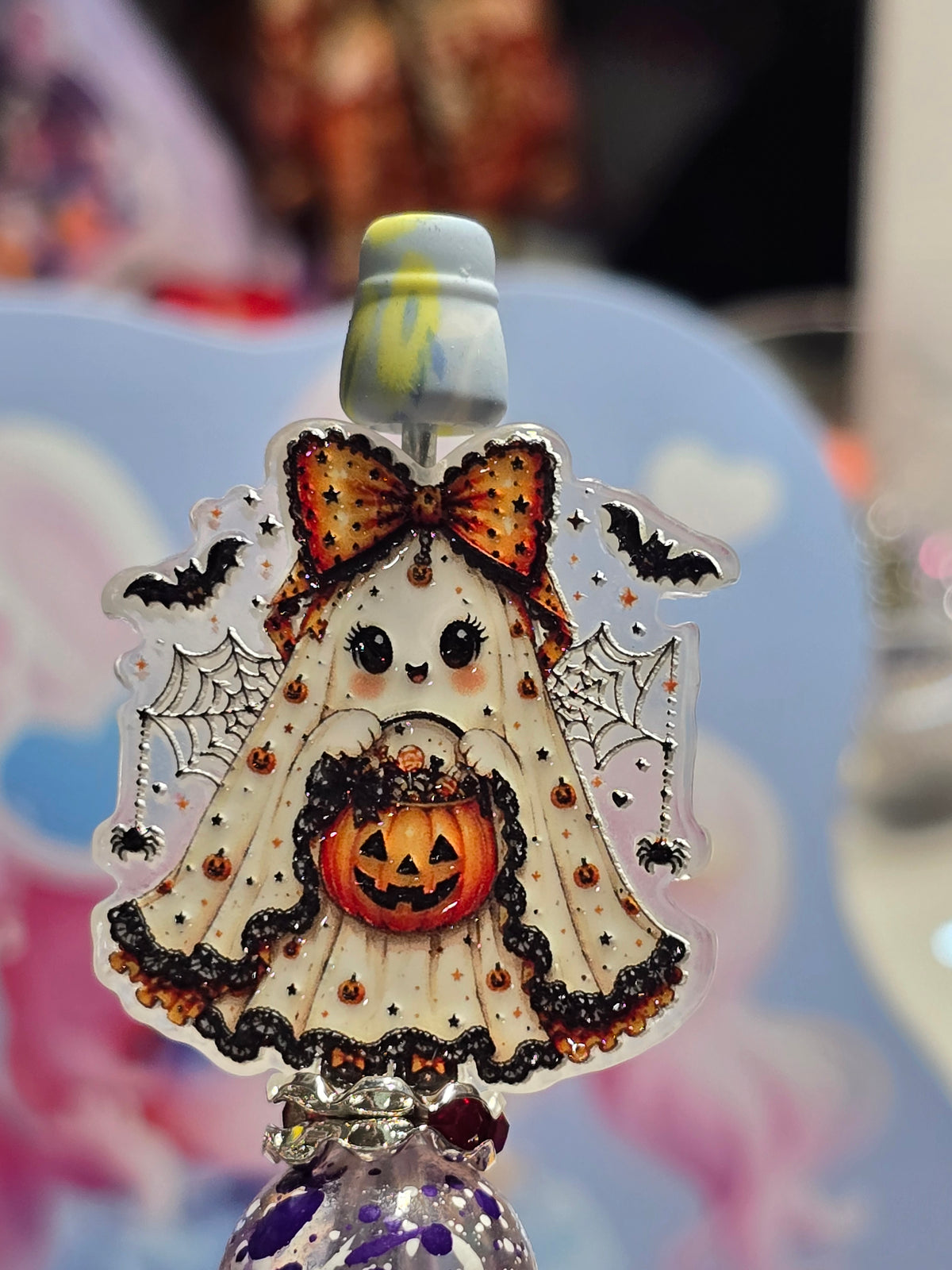 Acrylic Focal beads- cute pumpkin ghost