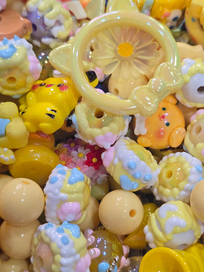Yellow brown Mix beads and focals