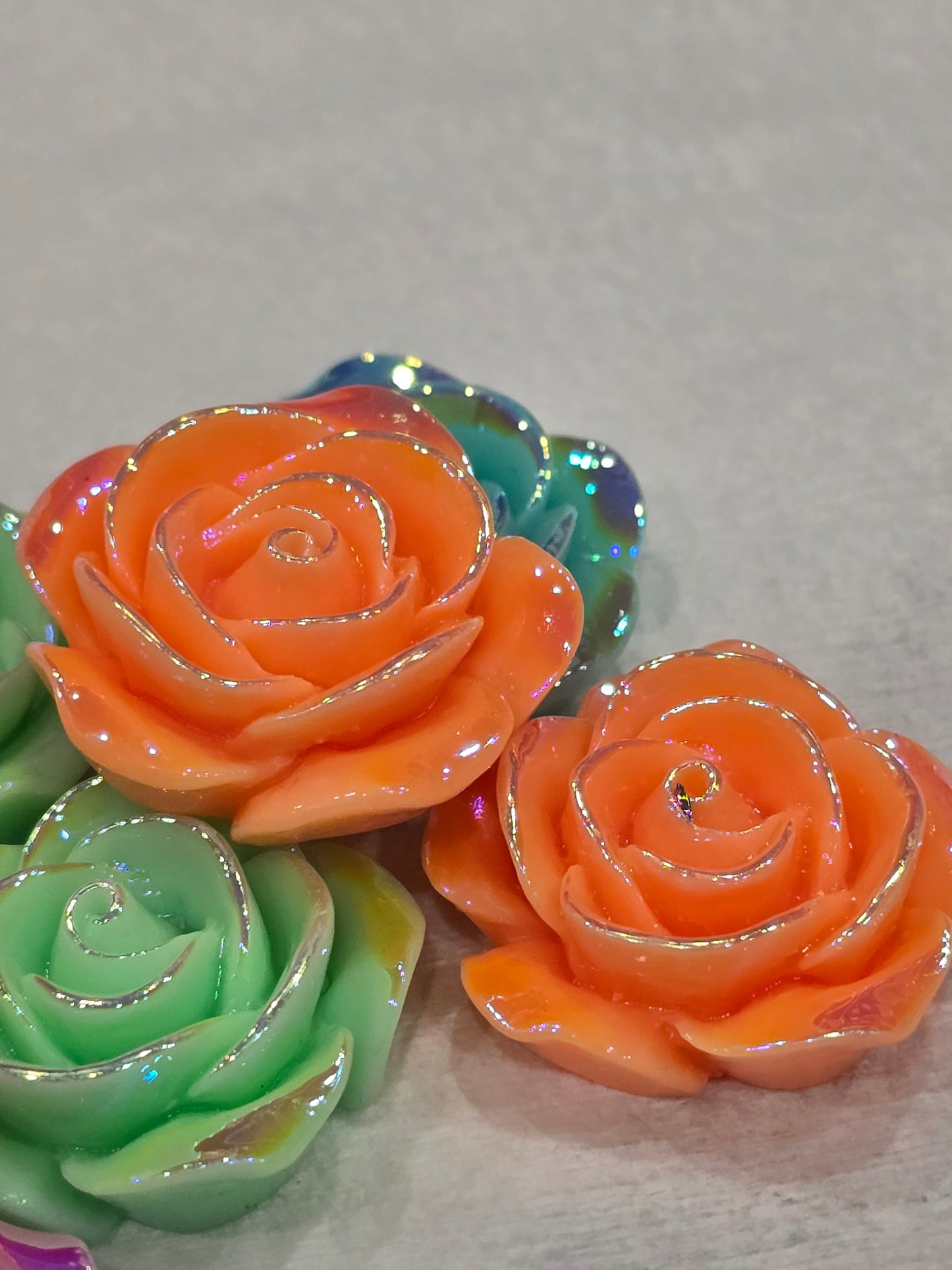 Pastel color Roses  -3D Acrylics Charms