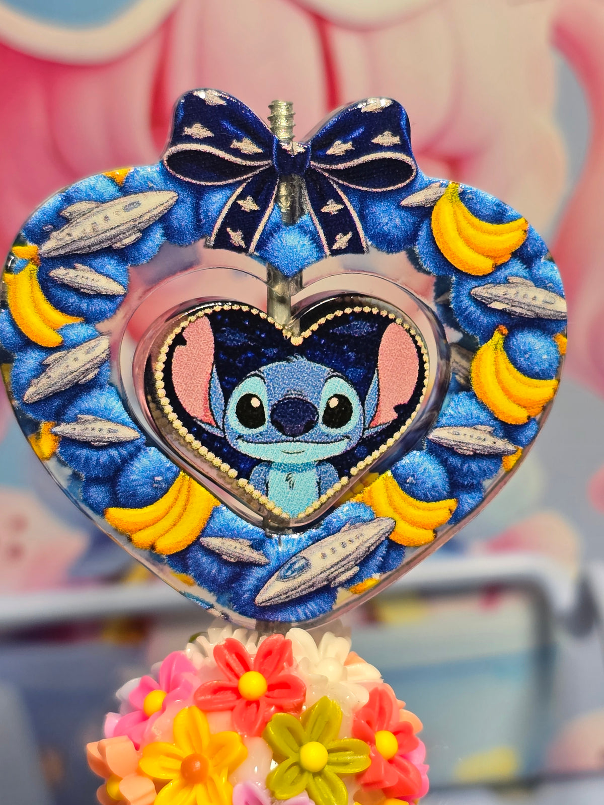Acrylic bow set Focal- heart blue guy