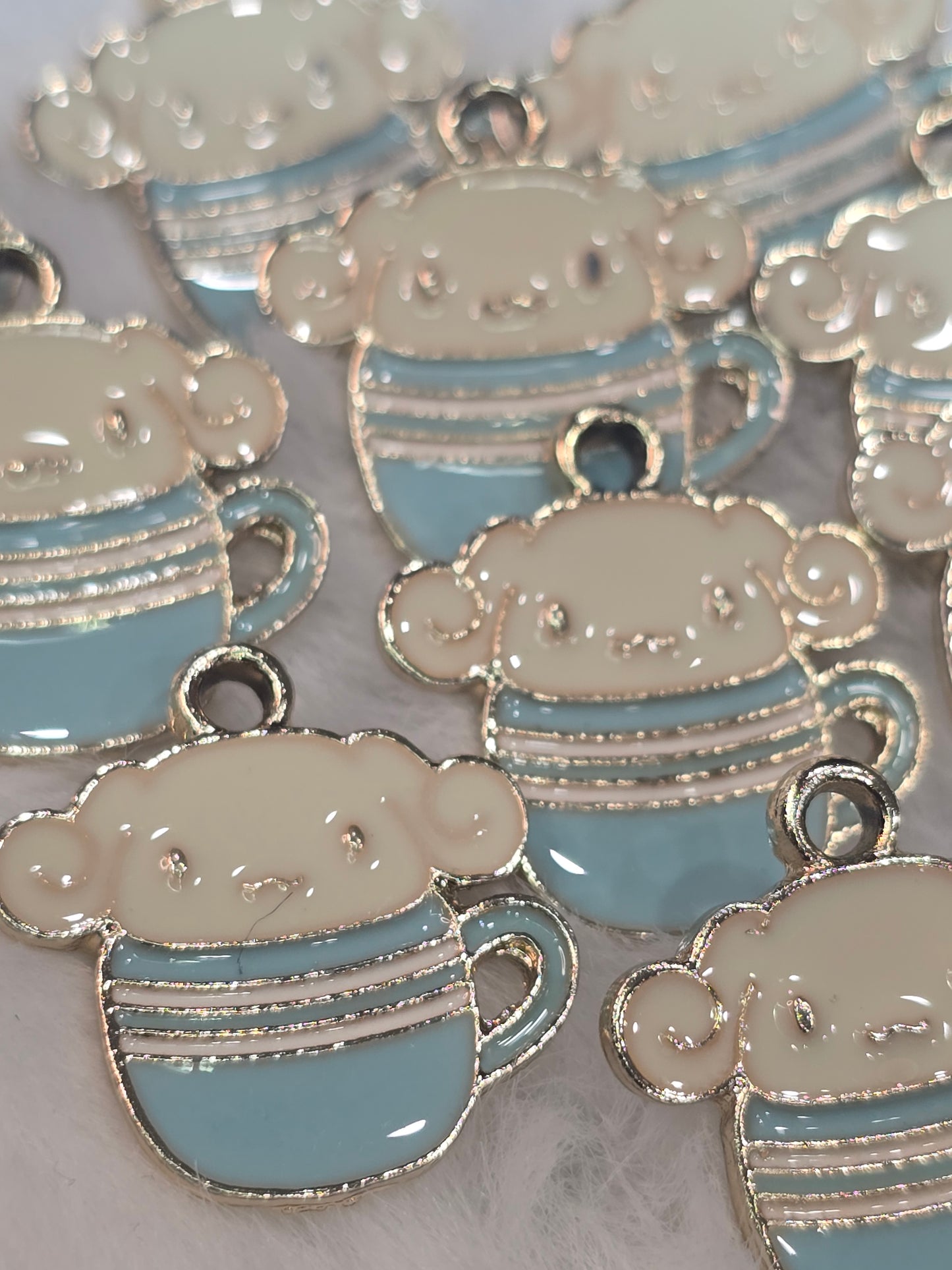 Cinna in blue cup-Metal Charm Pendant