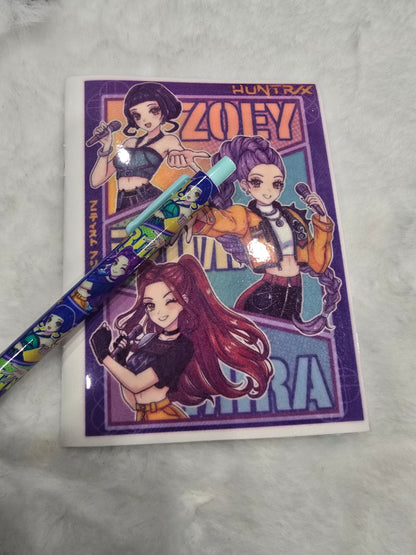 Handmade Kpop Huntrix Notebook and pen