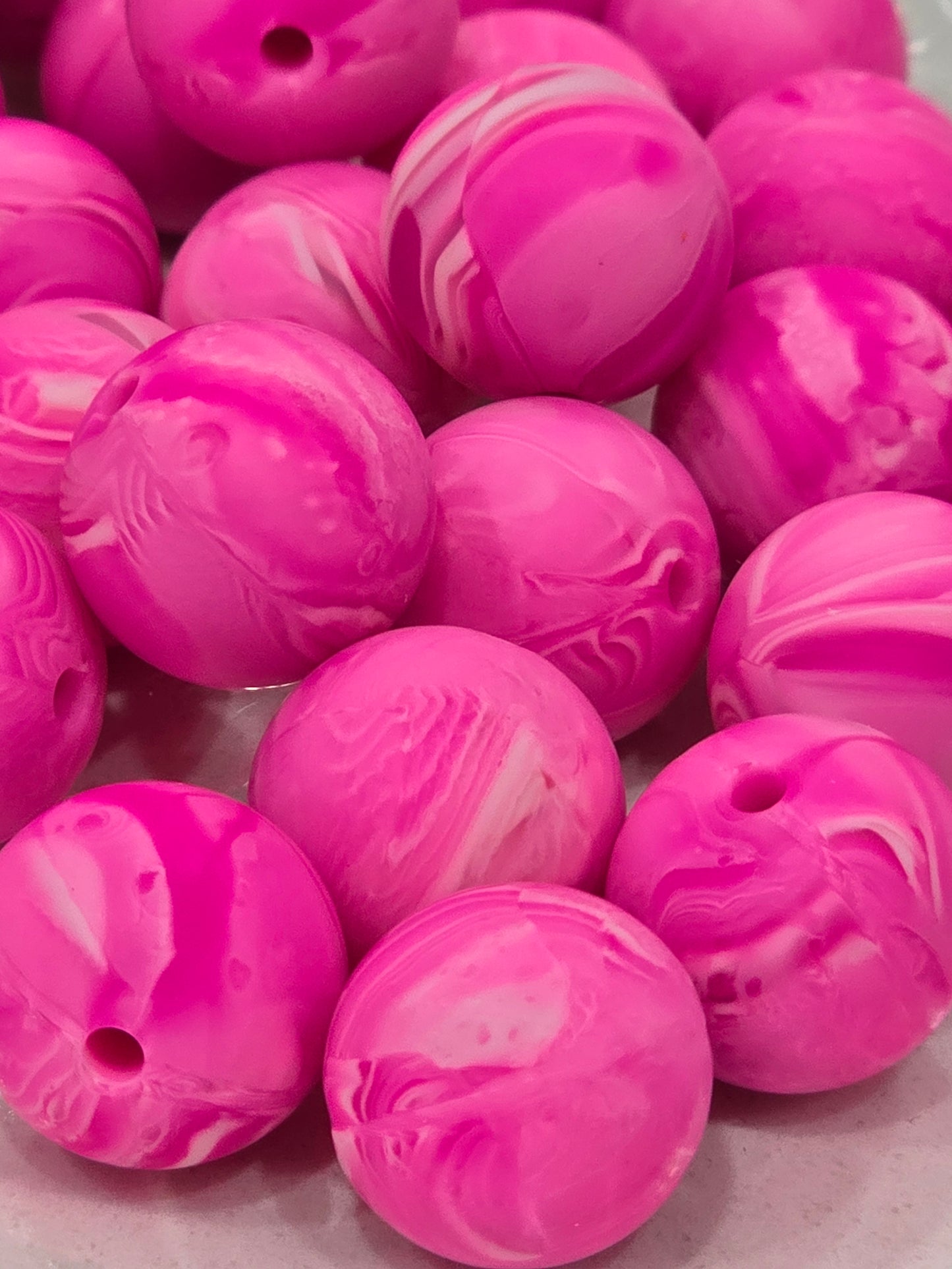 15mm Silicon swirl hot pink white
