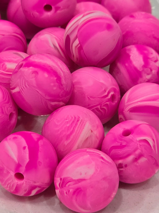 15mm Silicon swirl hot pink white