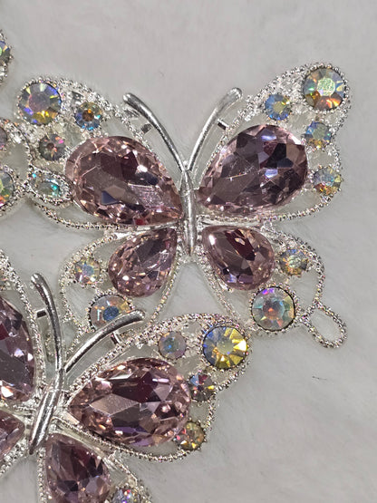 Fancy Butterfly charm with rhinestone flat back (rose gold- silver)