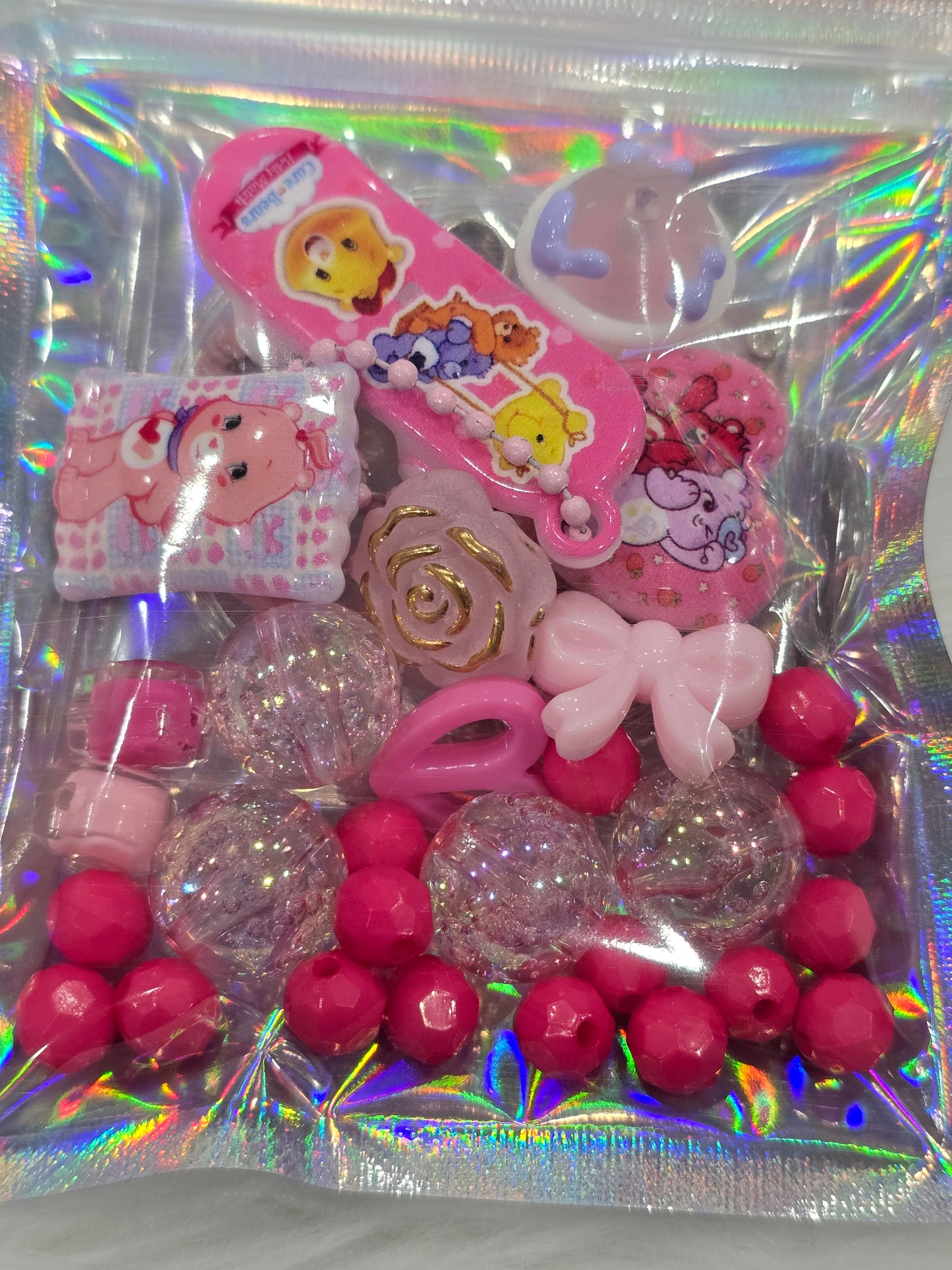 DIY Phone & Bag Keychain Kit - pink care bears