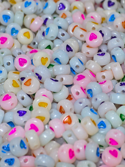 2mm Glow in the dark heart beads