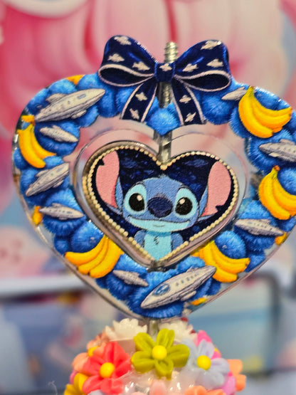 Acrylic bow set Focal- heart blue guy