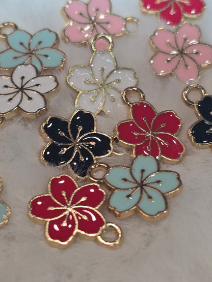 Floral  -Metal Charm Pendant