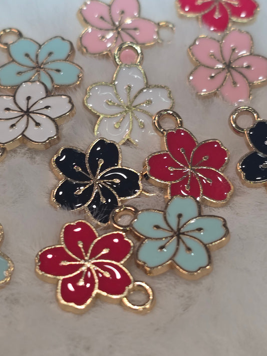 Floral  -Metal Charm Pendant