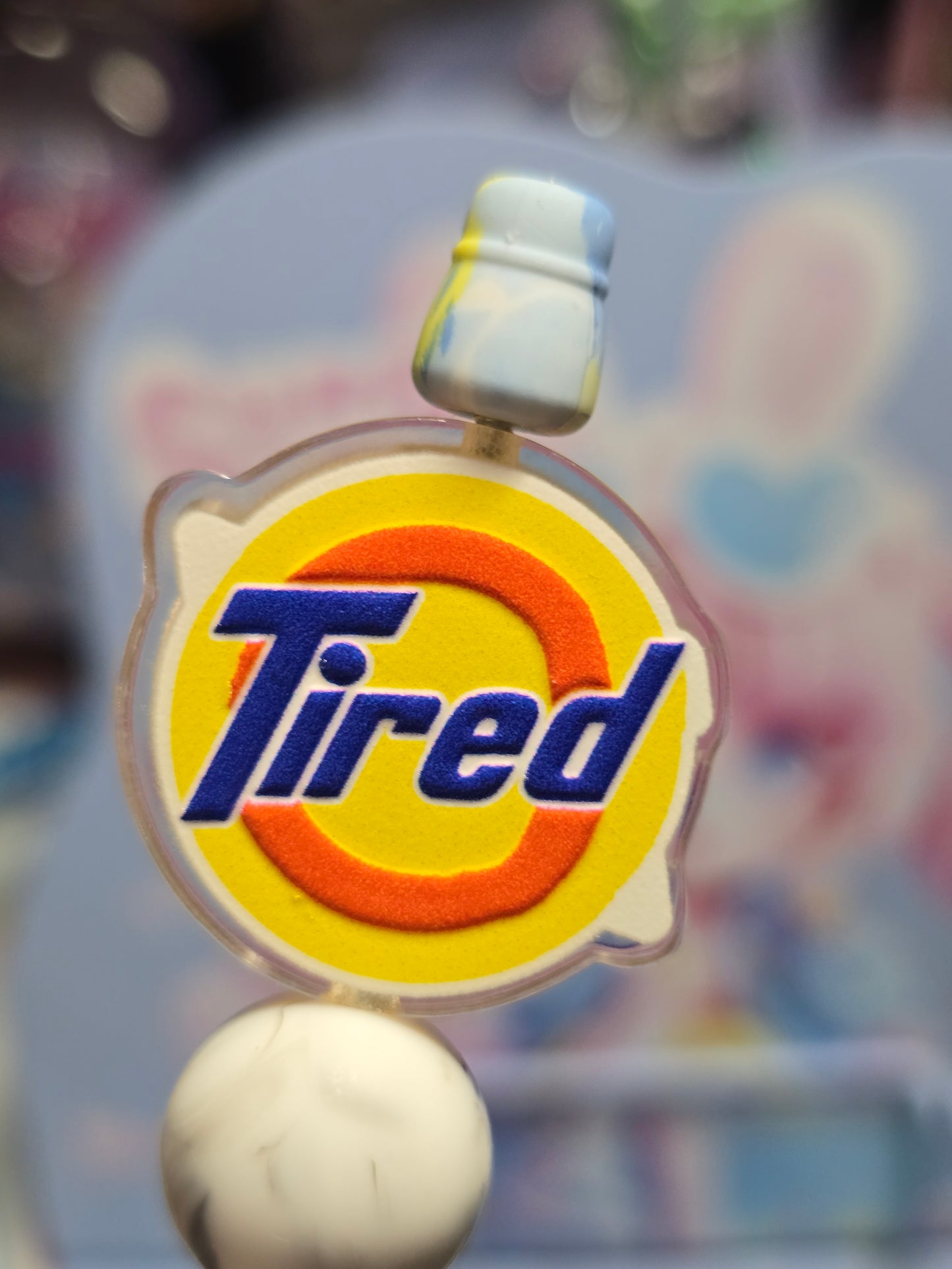 Acrylic Focal beads- Tired