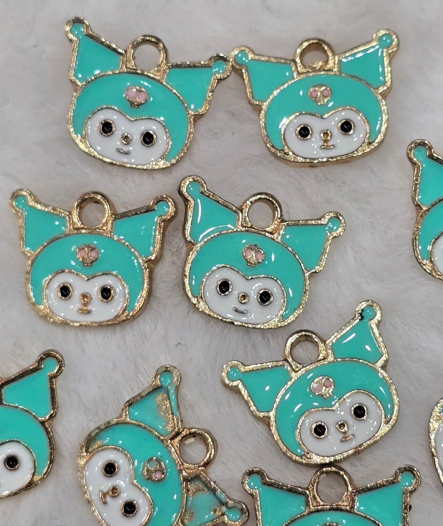 Kuko teal color- Metal pendant charms