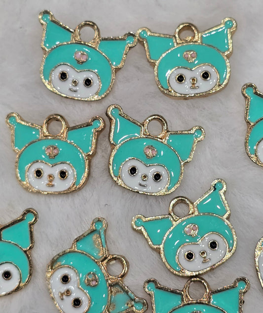 Kuko teal color- Metal pendant charms