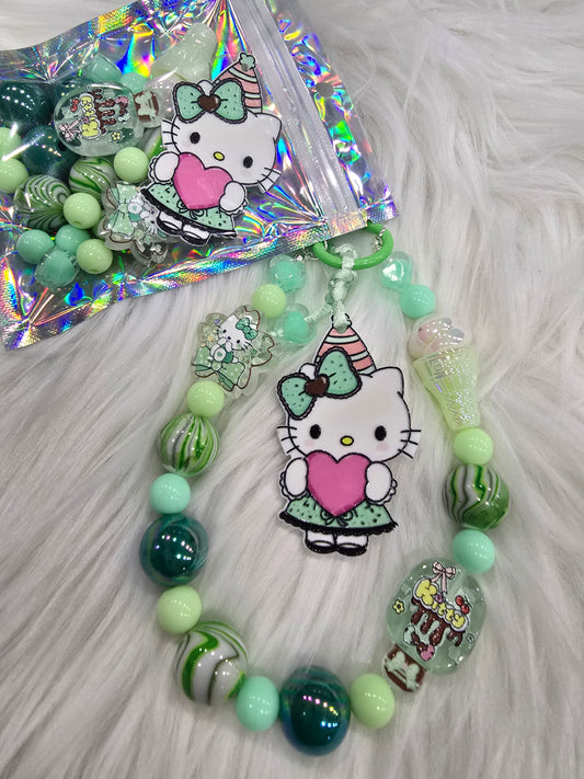 DIY Phone & Bag Keychain Kit - HK pink heart