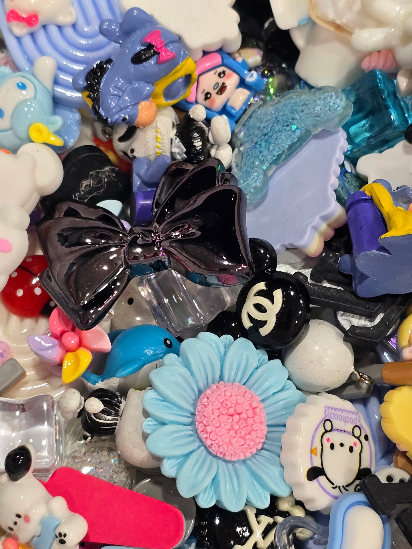 Blue/white/black  Mix Charms flat back
