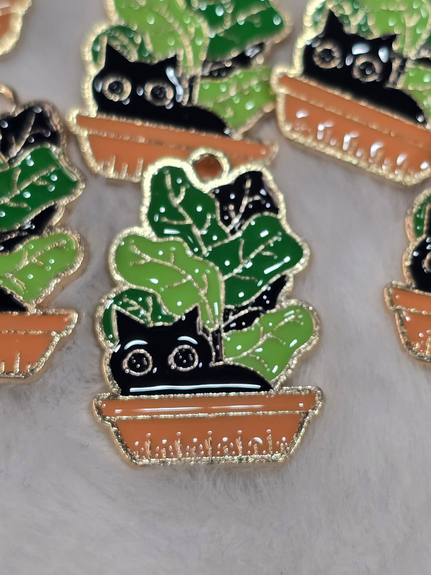 Cat plant -Metal Charm Pendant