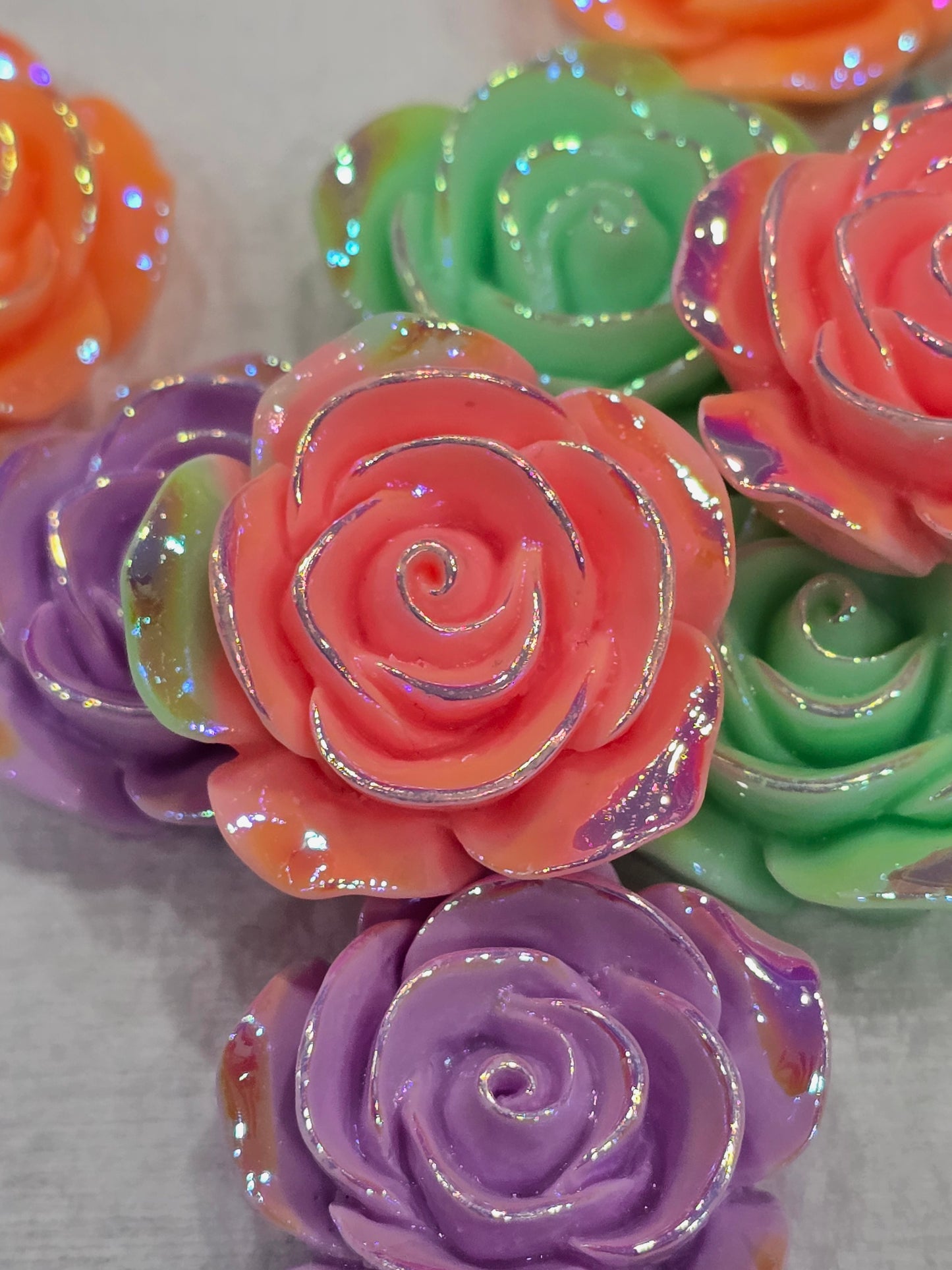Pastel color Roses  -3D Acrylics Charms
